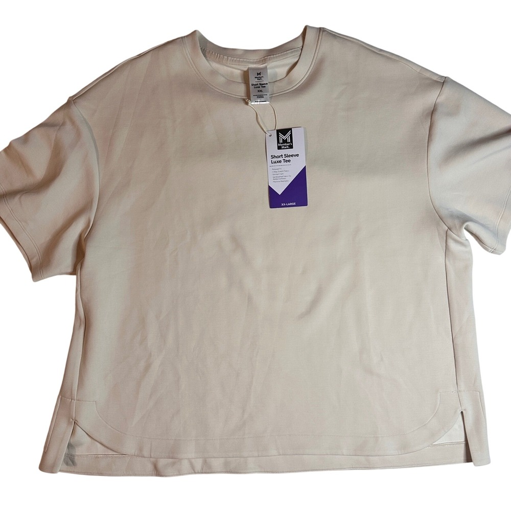 Member's Mark Luxe Short Sleeve Tee Almond Neutral Beige Womens XXL NWT